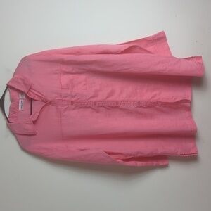 100% Linen Pink Button Down Tunic Top Women's 3x